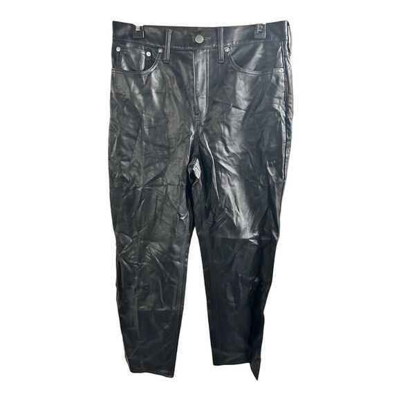 J. Crew Faux Leather Straight Leg Pants Size 29 Sleek Black Pleather High Rise - Picture 1 of 9